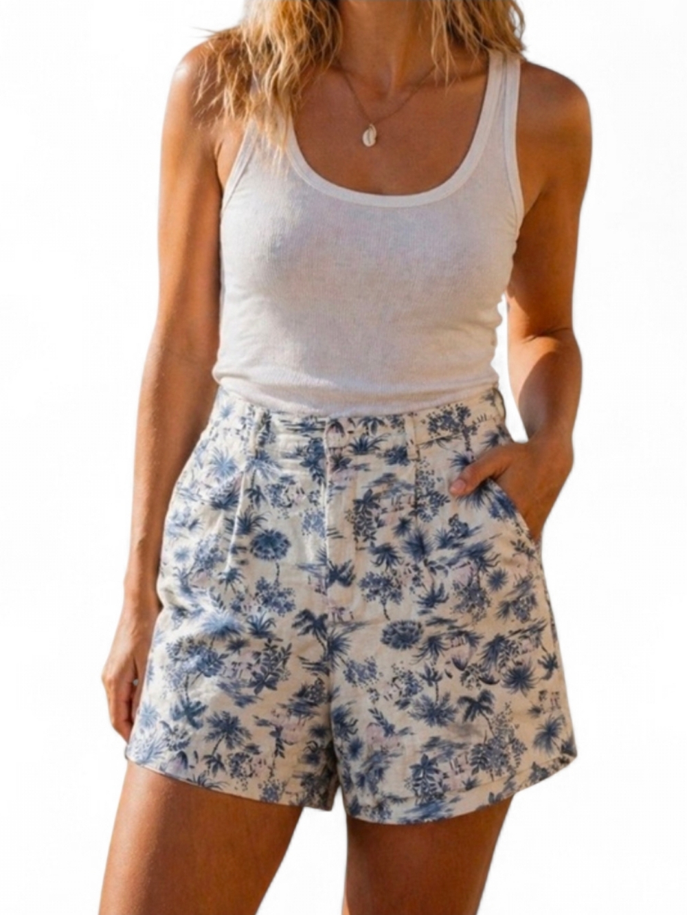 ABERCROMBIE & FITCH Linen Blend Hawaiian Tropical Shorts - Large - Picture 1 of 6